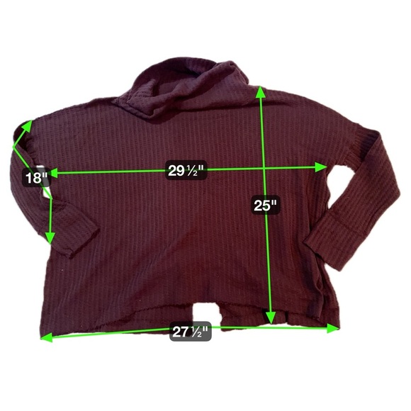 Free People Date Night Waffle Knit Cowl Neck Top Burgundy Size M (NWT) - Picture 10 of 13